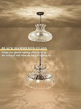 Poemoon Black Glass Chandelier Water Ripple Glass Pendant